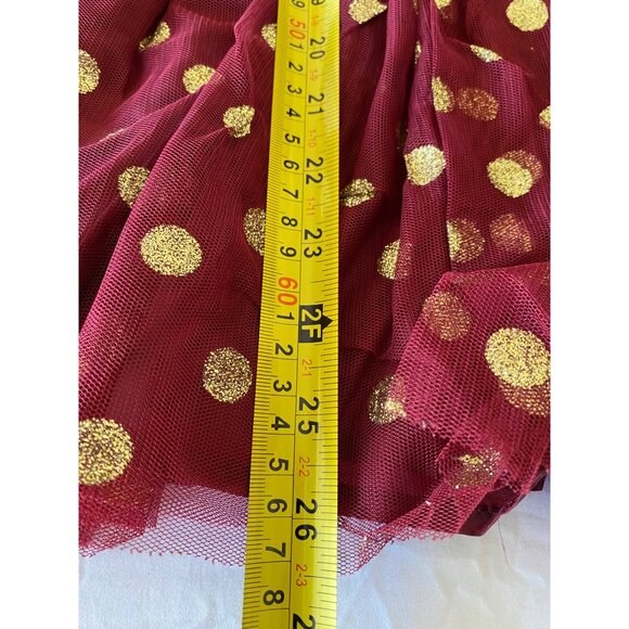 Girls rare editions burgundy tulle twirl worthy dress with gold bow Sz 6X - Picture 5 of 8